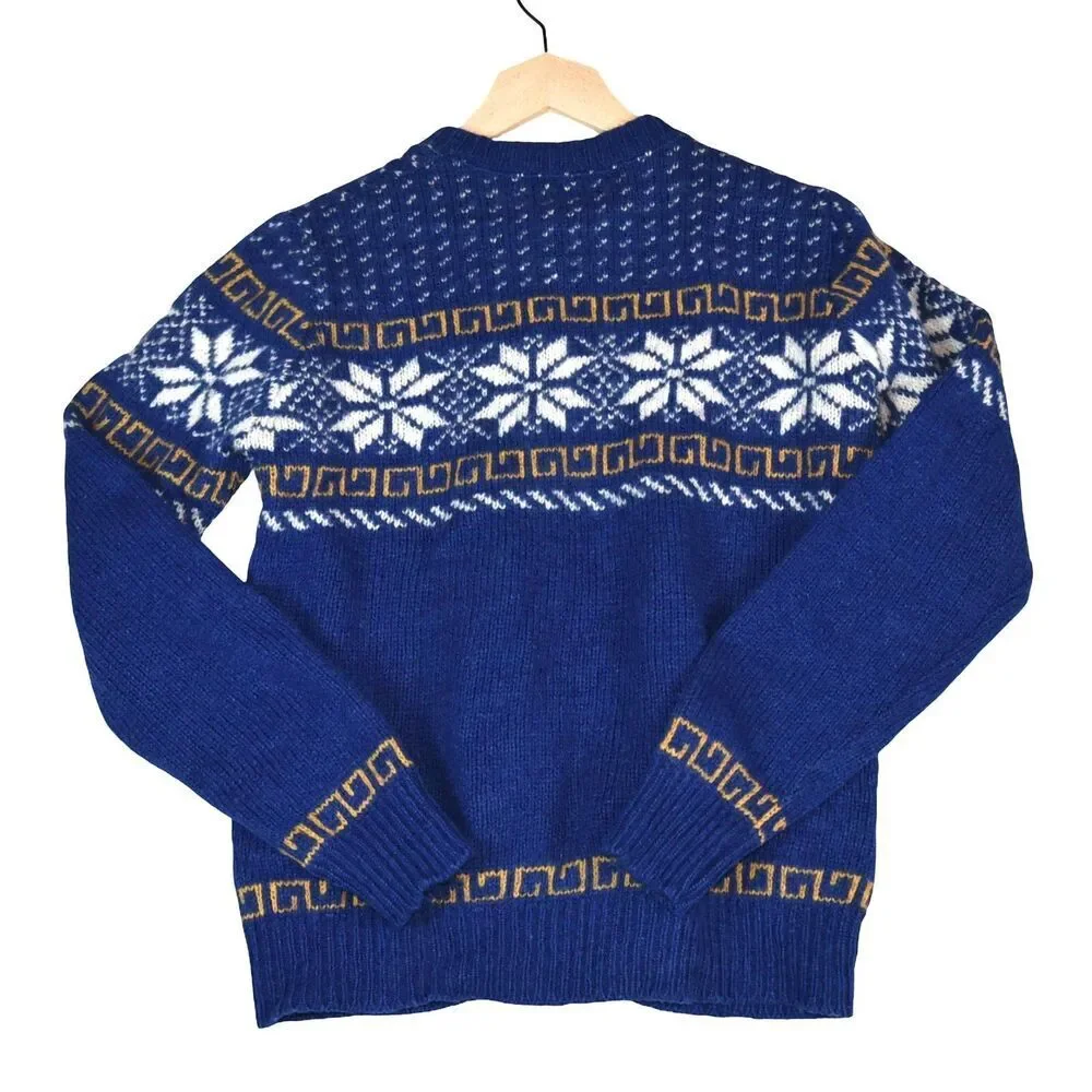 Cambridge Dry Goods Wool Sweater Blue Nordic Fair Isle Pullover Women’s Vintage - Picture 2 of 7